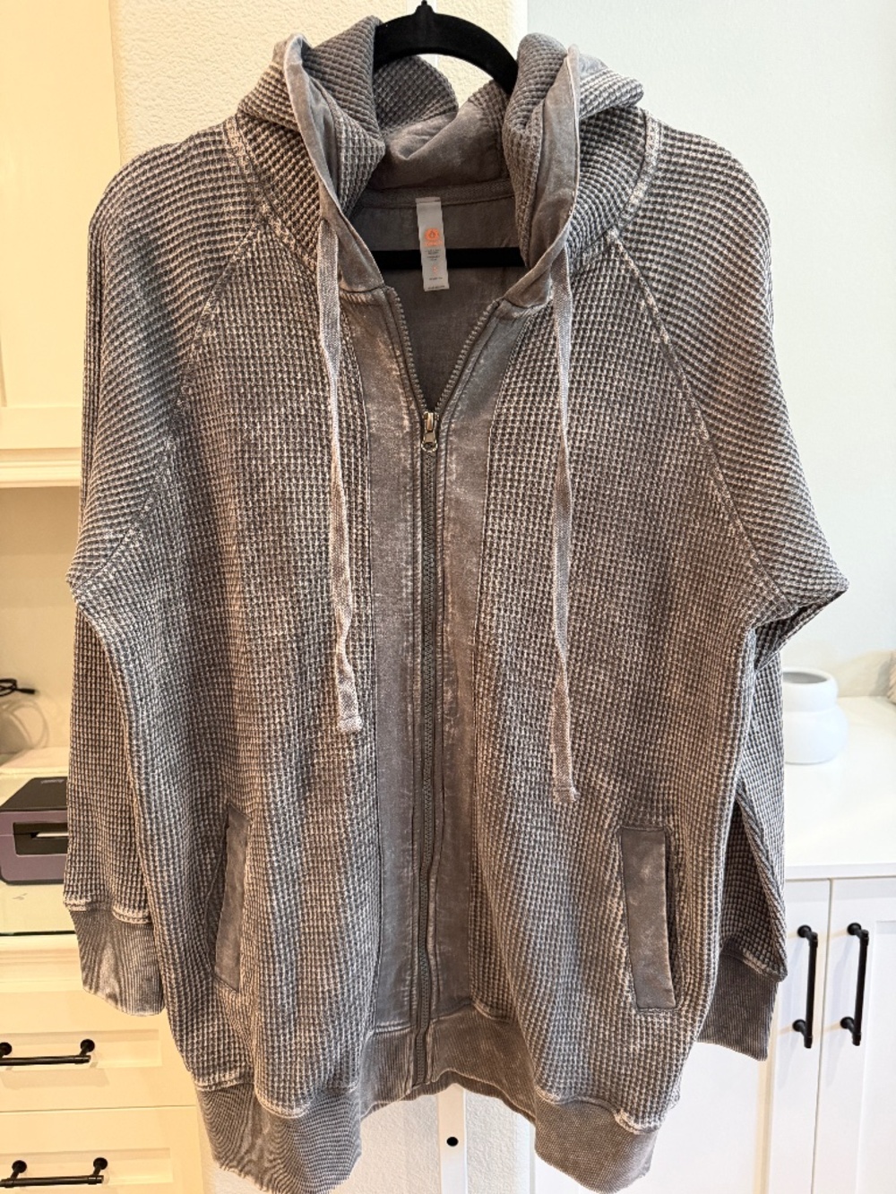 MONO B SWEATSHIRT WAFFLE SMALL GRAY
